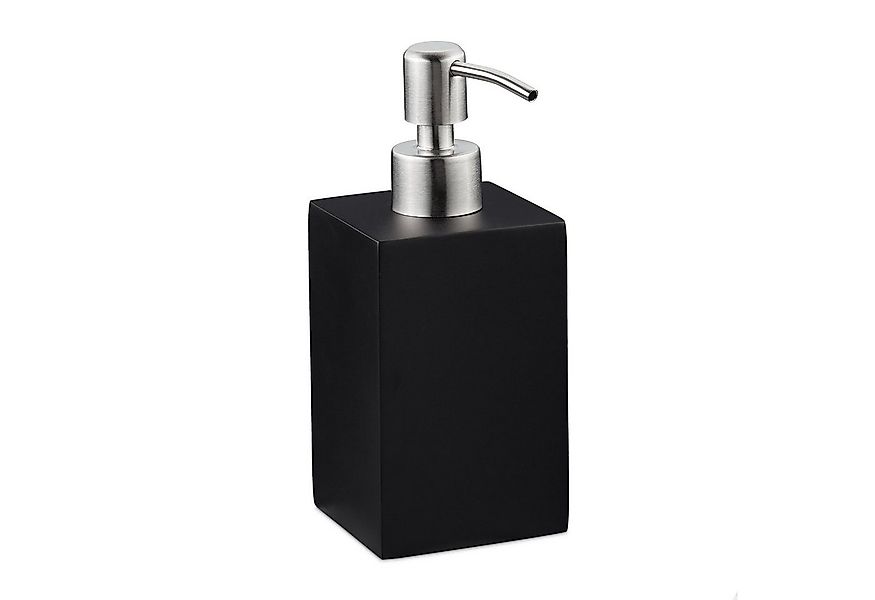 relaxdays Seifenspender Edelstahlpumpe eckig, schwarz günstig online kaufen