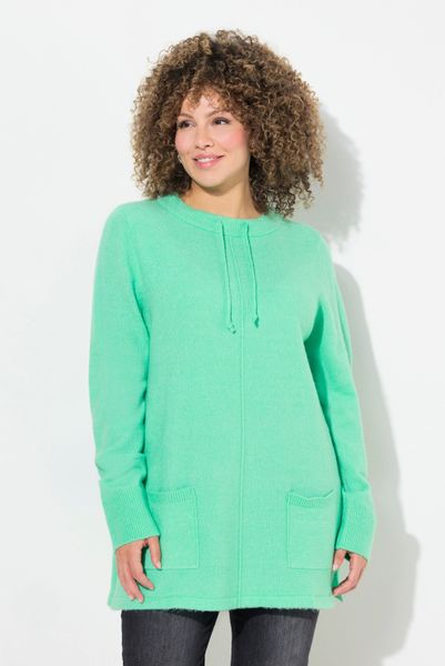 Ulla Popken Strickpullover Pullover Stehkragen Kordel günstig online kaufen