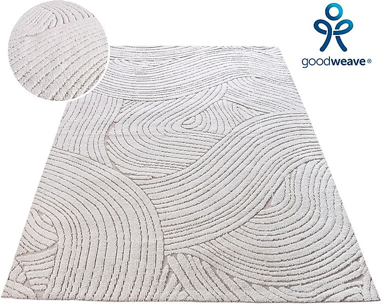 my home Wollteppich "Falun, Wolle, Hoch-Tief-Struktur, maschinell gewebt" r günstig online kaufen