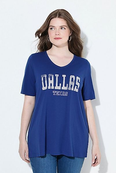 Ulla Popken T-Shirt T-Shirt Schriftdruck A-Linie Rundhals Halbarm günstig online kaufen