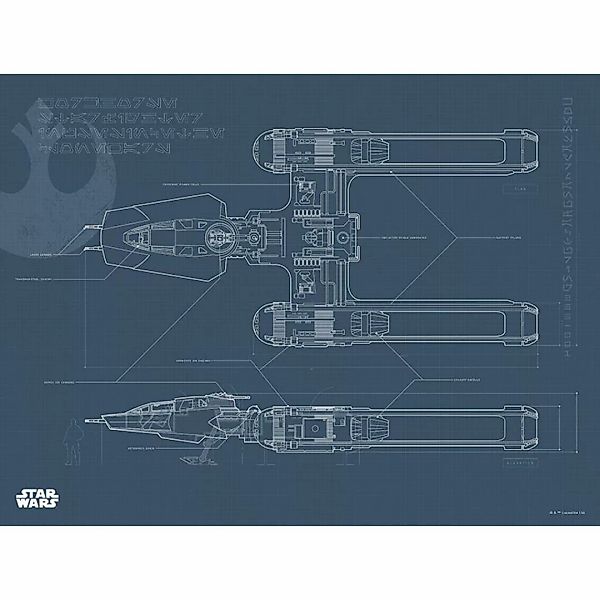 Komar Poster Star Wars EP9 Blueprint Y-Wing Star Wars B/L: ca. 40x30 cm günstig online kaufen