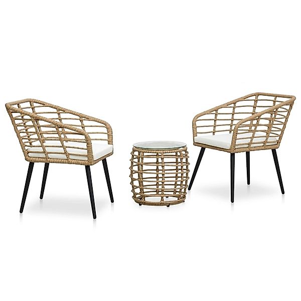 3-tlg. Bistro-set Poly Rattan Eiche günstig online kaufen