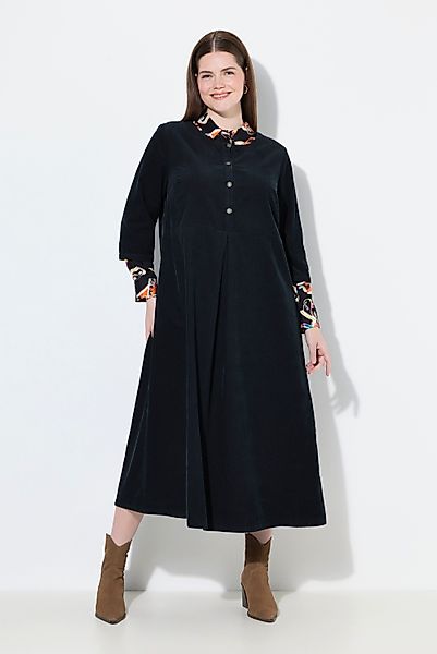 Ulla Popken Midikleid Cord-Maxikleid Rundhals Zierfalte günstig online kaufen