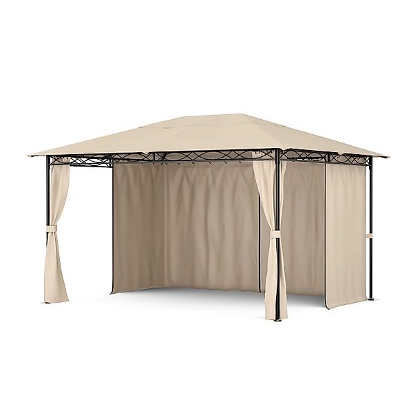 Blumfeldt Mondo 3x4 m Pavillon mit Metallrahmen und 4 Seitenwänden Beige günstig online kaufen