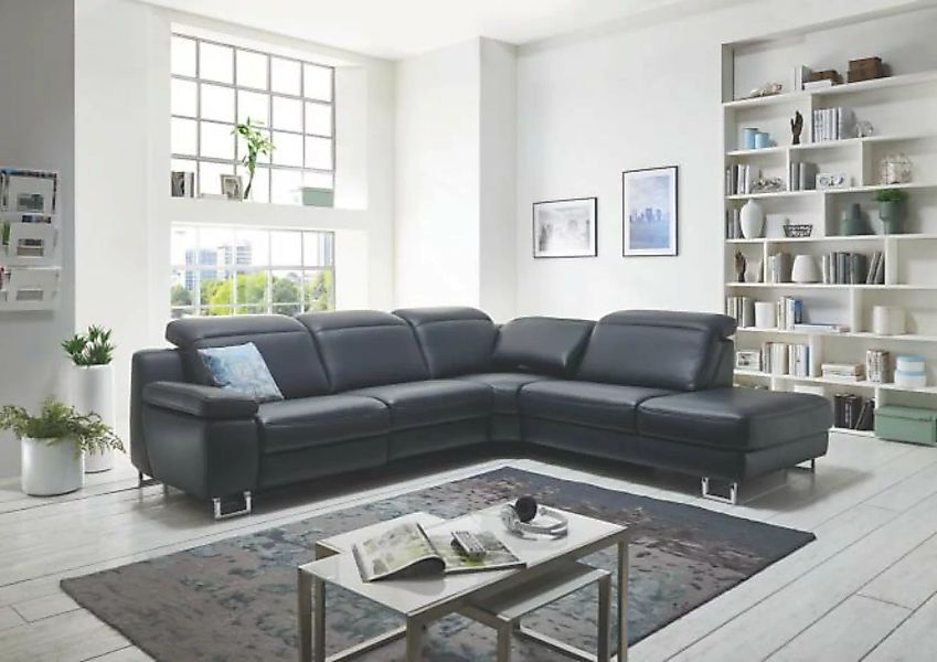 Sofa Leder Schwarz L-Form 296 x 261 cm Bridge von Hukla günstig online kaufen