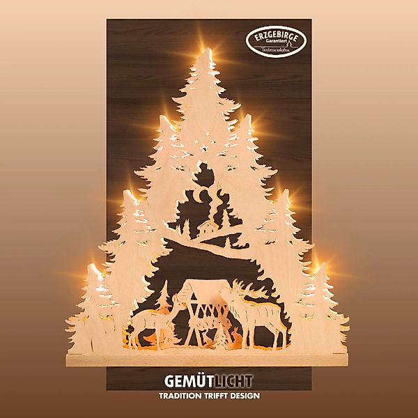 Weigla LED Lichterbogen "Hirschfamilie, Schwibbogen aus Holz, NATUR, Made i günstig online kaufen