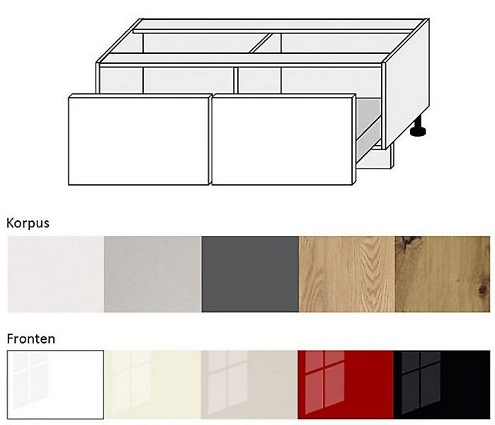 Feldmann-Wohnen Unterschrank Platinum (Platinium, 1-St) 120cm Front- & Korp günstig online kaufen