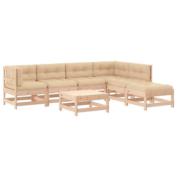 vidaXL 7-Tlg Garten-Lounge-Set mit Kissen Massivholz 3185962 günstig online kaufen