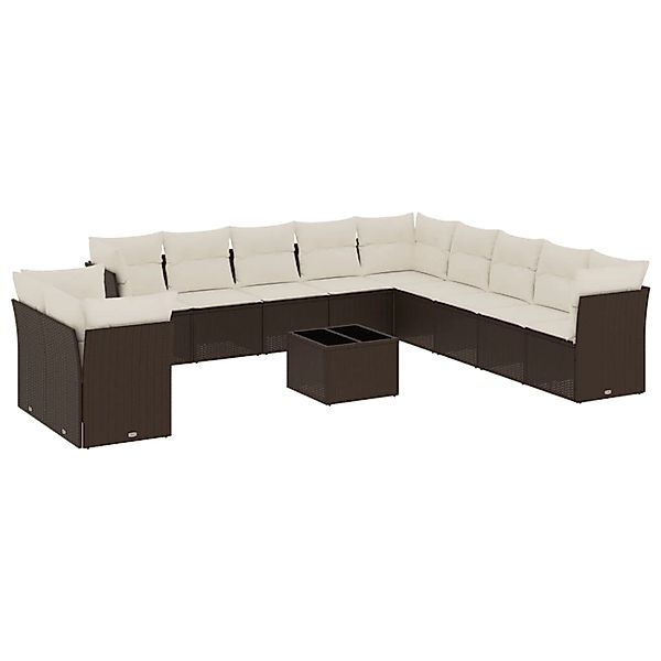 vidaXL 12-Tlg Garten-Sofagarnitur mit Kissen Braun Poly Rattan 3217893 günstig online kaufen