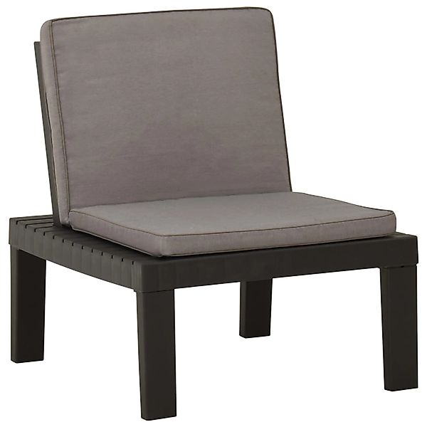 vidaXL Garten-Lounge-Stuhl mit Auflage Kunststoff Grau günstig online kaufen