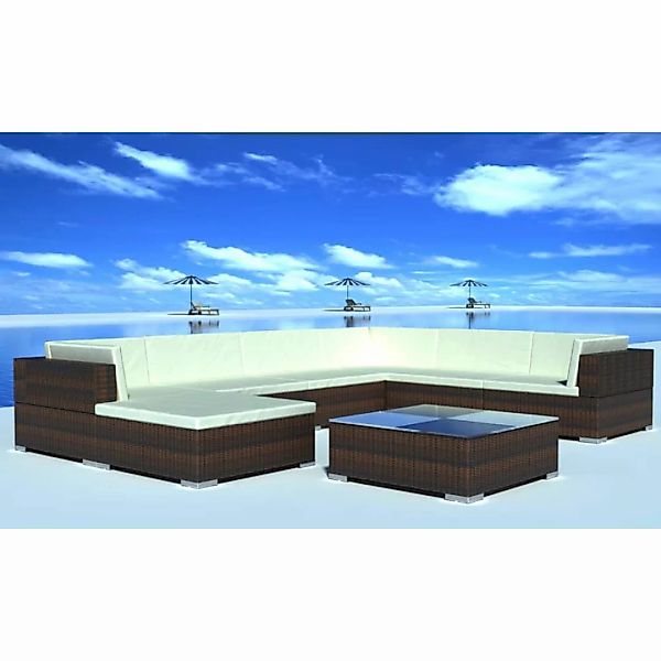 vidaXL Gartenlounge-Set 8-tlg. Garten-Lounge-Set mit Auflagen günstig online kaufen