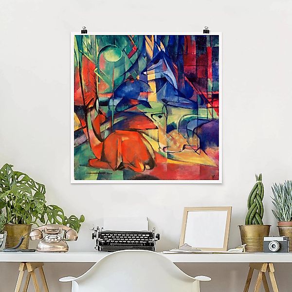 Poster - Quadrat Franz Marc - Rehe im Walde günstig online kaufen