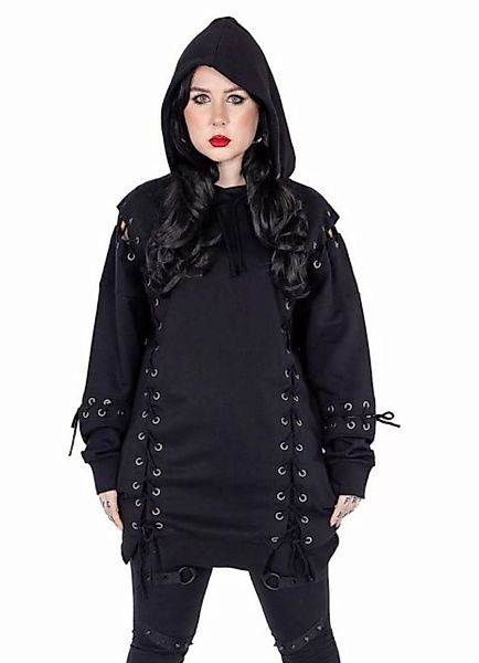 Chemical Black Hoodie Ramona Hood Gothic Schnürung Long Sweater günstig online kaufen