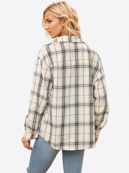 Imily Bela Flanellbluse Damen Langarmshirt Plaid günstig online kaufen