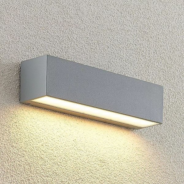 Lucande LED-Außenwandlampe Lengo, 25 cm, silber, 1-flg., Alu günstig online kaufen
