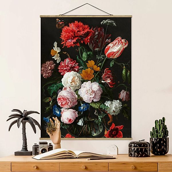 Stoffbild Blumen mit Posterleisten - Hochformat Jan Davidsz de Heem - Still günstig online kaufen