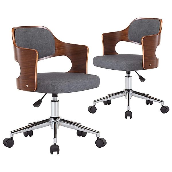 vidaXL Esszimmerstühle 2 Stk Drehbar Grau Bugholz und Stoff 3054938 günstig online kaufen