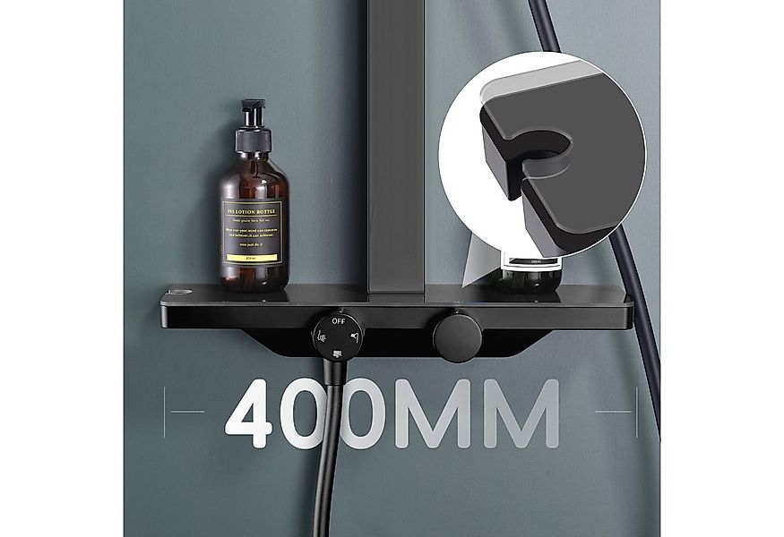 HOMELODY Duschsystem mit Thermostat und Glasablage in Schwarz Matt,Brausega günstig online kaufen