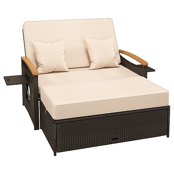 COSTWAY Loungebett, Rattan, 2-Personen, 3 in 1, mit verstellbarer Rückenleh günstig online kaufen