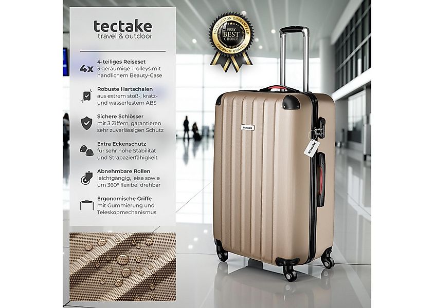 tectake Trolley Hartschalenkoffer-Set, 4 Rollen, 4-teilig, 3 Trolleys, 1 Be günstig online kaufen