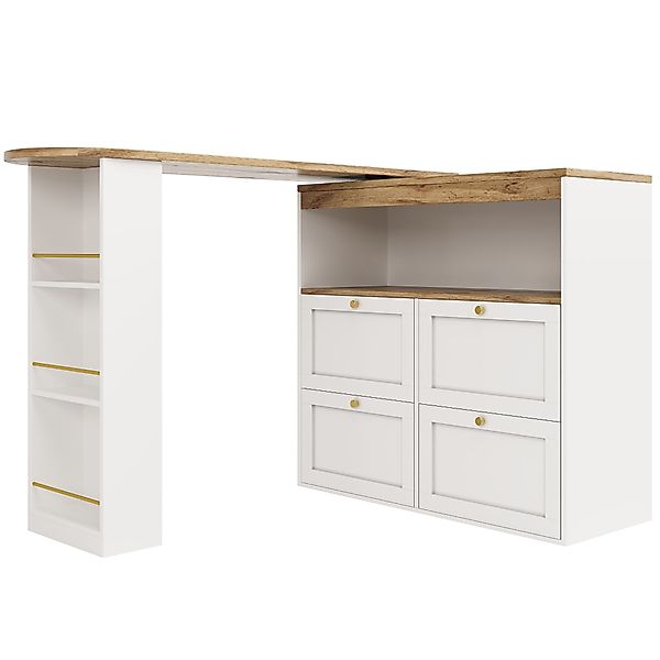 Um 360° drehbarer Bartisch, L-förmiger modularer Schrank mit 4 Schubladen u günstig online kaufen