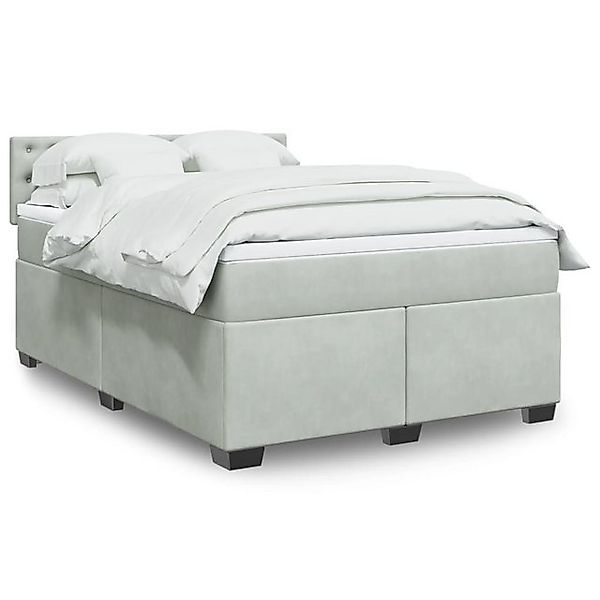 vidaXL Boxspringbett, Boxspringbett mit Matratze Hellgrau 140x200 cm Samt günstig online kaufen