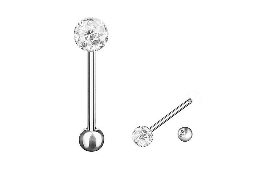 Taffstyle Piercing-Set Zungenpiercing Barbell Stab mit Ferido Kristall Kuge günstig online kaufen