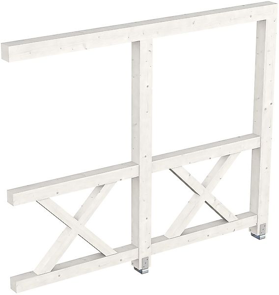 Skan Holz Seitenwand Andreaskreuz (WA) 255 x 210 cm Fichte Weiß günstig online kaufen