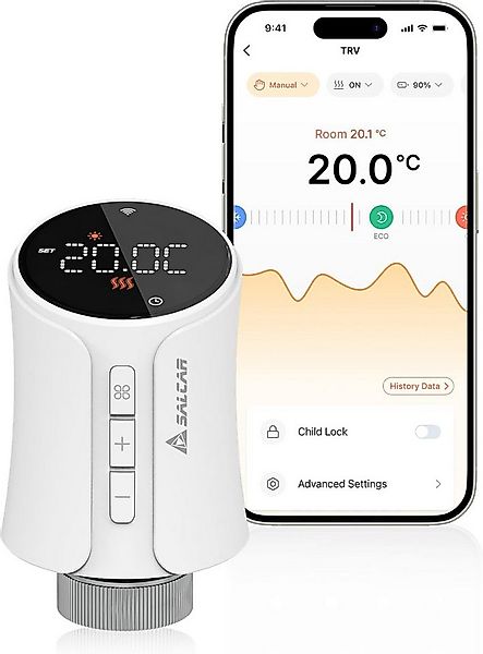 Salcar Heizkörperthermostat Smart WiFi Heizkörperthermostat Thermostat Heiz günstig online kaufen