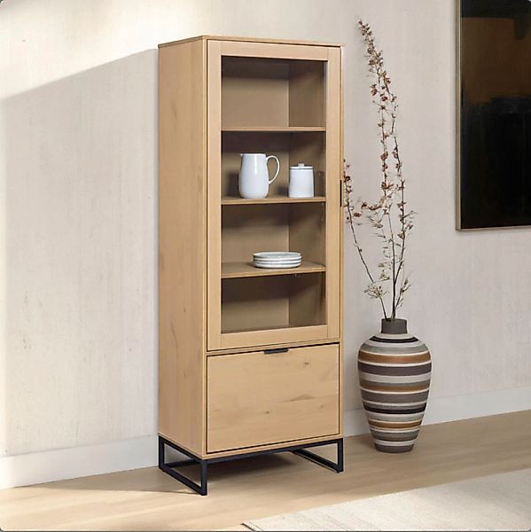 Inter Link Vitrine "Vivo" 1 Stk. tlg. Kiefer Massiv, Soft-close, Industrial günstig online kaufen