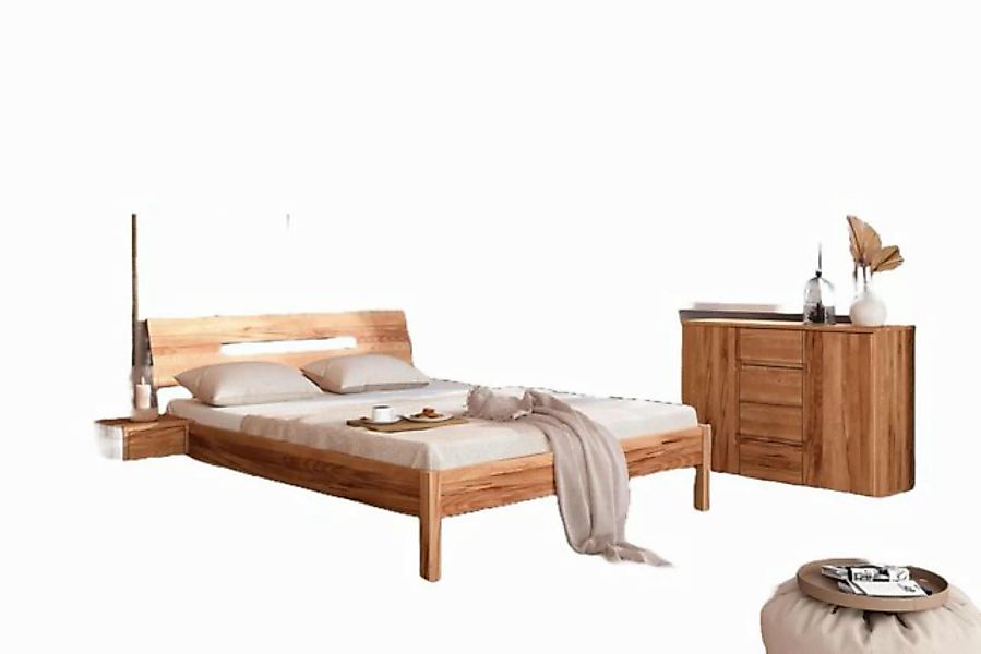 Natur24 Einzelbett Bett Bento 7 Sonderlänge 120x220 Kernbuche Holzkopfteil günstig online kaufen