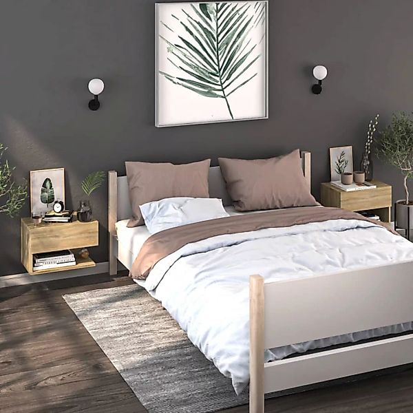 Vidaxl Wand-nachttische 2 Stk. Sonoma-eiche Holzwerkstoff günstig online kaufen