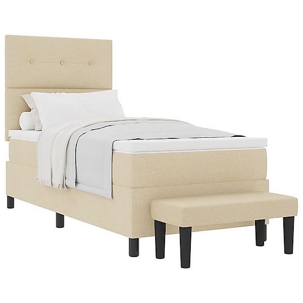 vidaXL Bett Boxspringbett mit Matratze & Bank Creme 90x190 cm Stoff (2-tlg) günstig online kaufen