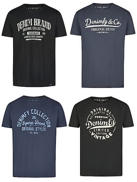 DENIMFY T-Shirt Herren Printshirt DFNuri Regular Fit (Vorteilspack, 4-tlg) günstig online kaufen