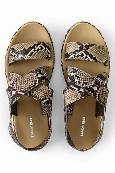 Elastische Sandalen, Damen, Größe: 41 Normal, Braun, Gummi, by Lands' End, günstig online kaufen