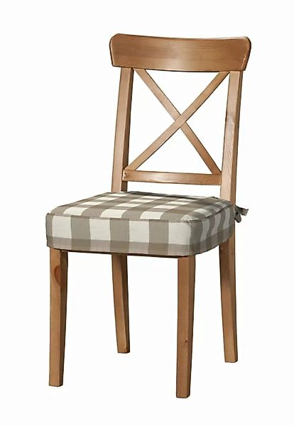 Sitzkissen geeignet für das Ikea Modell Ingolf, weiss-beige kariert, Modell günstig online kaufen