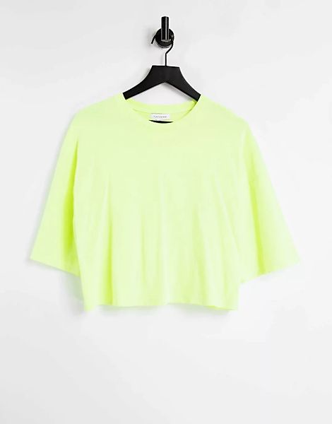 Topshop – Kurzärmliges, kastenförmiges T-Shirt in Grün günstig online kaufen