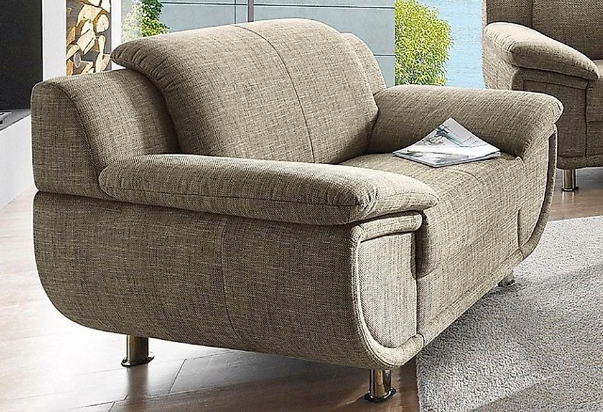 TRENDMANUFAKTUR Sessel »Rondo, Breite 121 cm, breite Armlehnen, Füße chromf günstig online kaufen