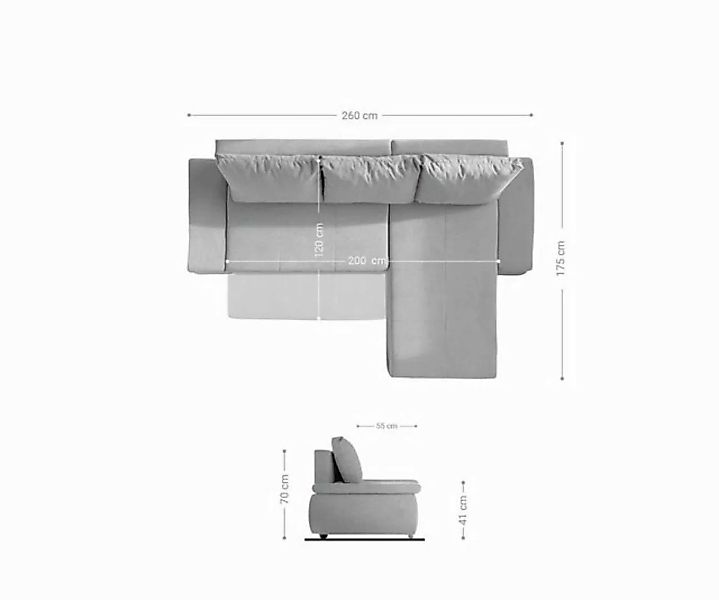 DELIFE Schlafsofa Abilene, Khakibraun 260x175 cm Schlaffunktion Ottomane va günstig online kaufen