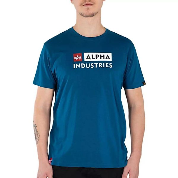 Alpha Industries Block-logo Kurzärmeliges T-shirt S Naval Blue günstig online kaufen