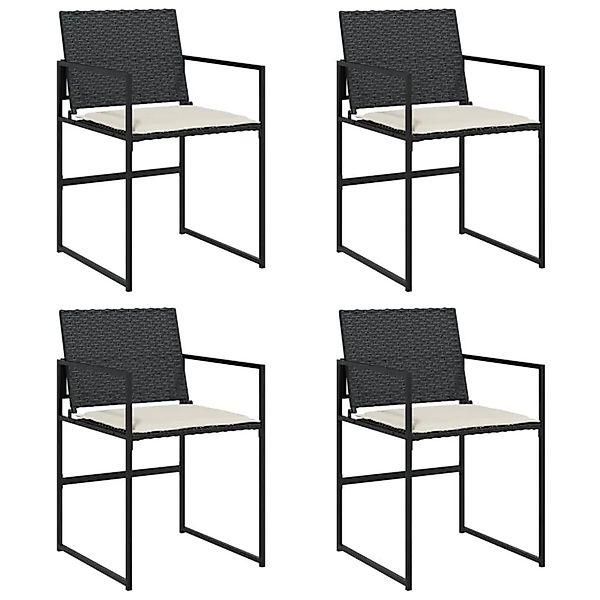vidaXL Gartenstühle mit Kissen 4 Stk Schwarz Poly Rattan 4008581 günstig online kaufen