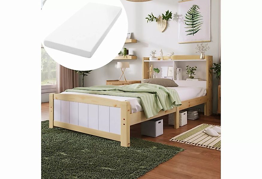 SOFTWEARY Massivholzbett (Einzelbett mit Komfortschaummatratze, 90x200 cm), günstig online kaufen