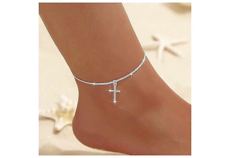 KARMA Fußkette mit Anhänger Fußkettchen Damen Kreuz Anhänger Strass Kristal günstig online kaufen