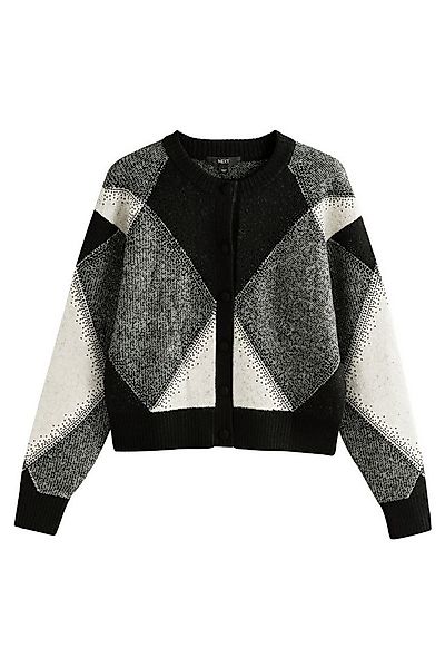 Next Strickjacke Glitzernde Argyle-Strickjacke mit Wollanteil (1-tlg) günstig online kaufen