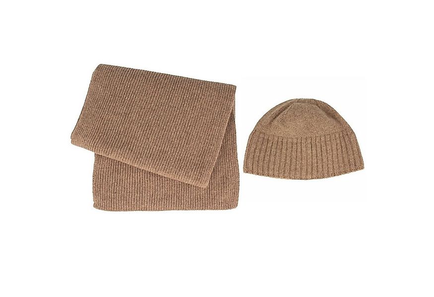 Breiter Strickmütze Strickset Schal & Mütze extra feine Merinowolle günstig online kaufen