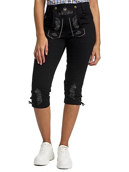 Steigenhöfer Manufaktur Jeansshorts im Lederhosen Look - Damen Shorts - Str günstig online kaufen