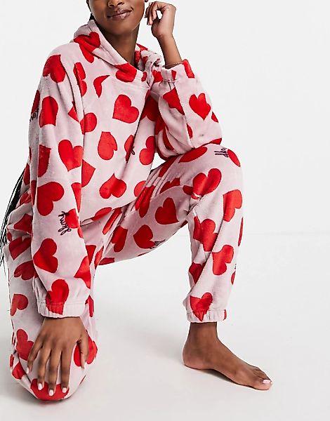 DKNY – Set mit Kapuzenpullover und Jogginghose aus bequemem Teddystoff mit günstig online kaufen