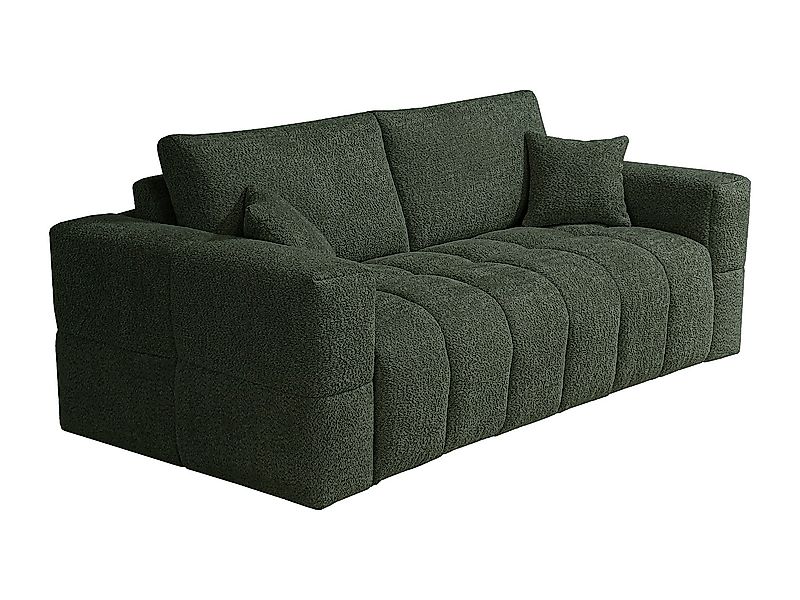 Schlafsofa 4-Sitzer mit Matratze – Bouclé-Stoff – Grün – Liegefläche 160 cm günstig online kaufen