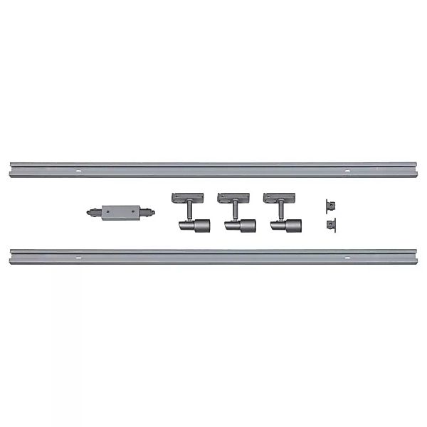 famlights | 1-Phasen Schienensystem-Set 2 Meter inkl. 3 Spots in Silber GU1 günstig online kaufen