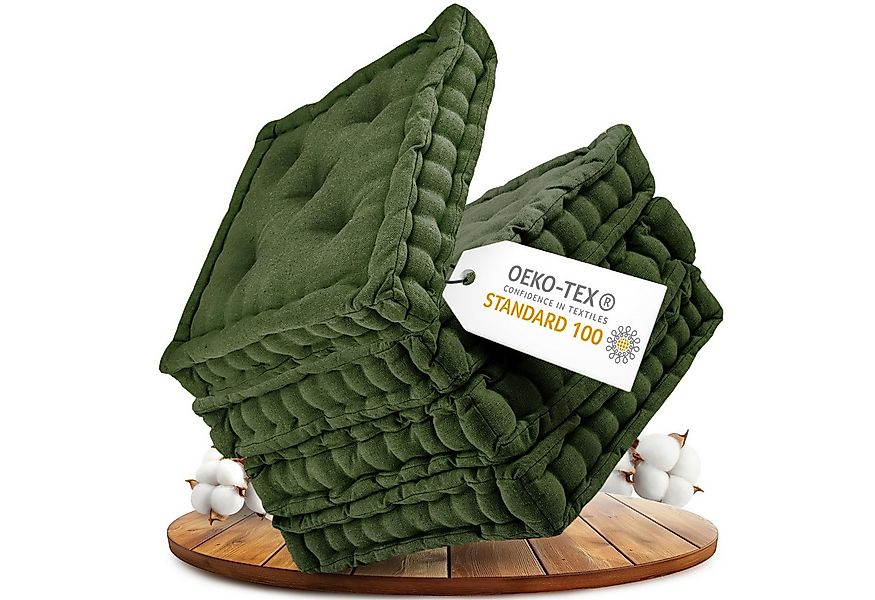 Gräfenstayn Sitzkissen 4er Set 40x40 cm mit 8 cm Polsterung aus 100 % Baumw günstig online kaufen